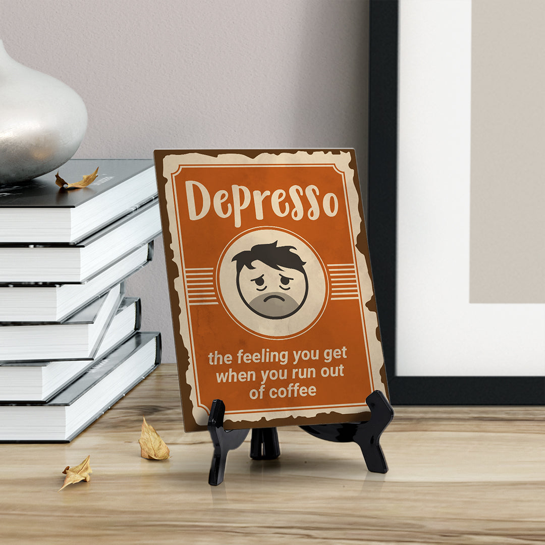 Signs ByLita Depresso - the feeling you get when you run out of coffee, Table Sign (8 x 6")
