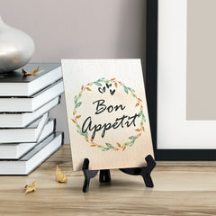 Bon App?tit Table or Counter Sign with Easel Stand, 6" x 8"