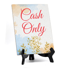 Signs ByLita Cash Only, Blue Watercolor Table Sign (6 x 8")