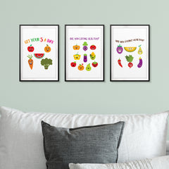 Healthy Eating Emoji Wall Art UNFRAMED Print (3 Pack)