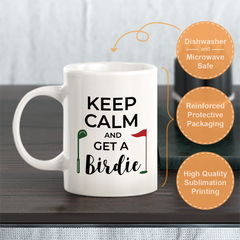 Keep Calm & Get a Birdie (golf themed), Novelty Coffee Mug Drinkware Gift