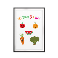 Get Your 5 A Day Fruit & Vegetables UNFRAMED Print Emoji Wall Art