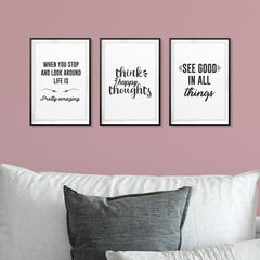 Positive Thoughts Wall Art UNFRAMED Print (3 Pack)