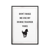 Don't Make Me Use My Horse Trainer Voice UNFRAMED Print Horse Lover Wall Art