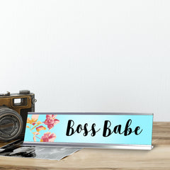 Boss Babe, Aqua Desk Sign (2 x 8")