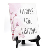 Thanks For Visiting Table Sign with Easel, Floral Vine Design (6 x 8")