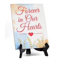 Signs ByLita Forever in our hearts, Blue Watercolor Table Sign (6 x 8")