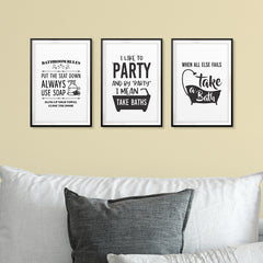 Fun Bathroom Wall Art UNFRAMED Print (3 Pack)