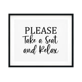 Please Take A Seat And Relax UNFRAMED Print Business & Events Decor Wall Art