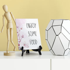 Enjoy Some Food Table Sign with Easel, Floral Vine Design (6 x 8")