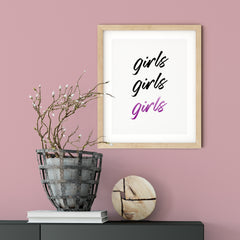 Girls Girls Girls UNFRAMED Print Cute Typography Wall Art