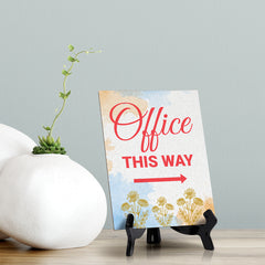 Signs ByLita Office this way, Blue Watercolor Table Sign (6 x 8")