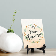 Bon App?tit Table or Counter Sign with Easel Stand, 6" x 8"