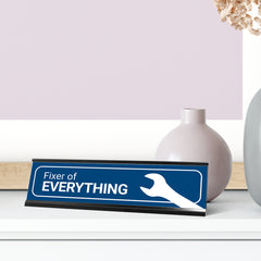 Fixer of Everything, Blue Wrench Desk Sign (2 x 8)