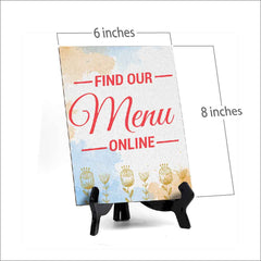 Signs ByLita Find Our Menu Online, Blue Watercolor Table Sign (6 x 8")