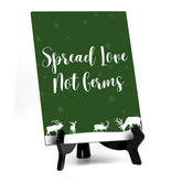 Spread Love Not Germs Sign Sign with Easel, Reindeer Design (6 x 8")