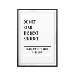 Do Not Read The Next Sentence UNFRAMED Print Décor Wall Art