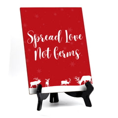 Spread Love Not Germs Sign Sign with Easel, Reindeer Design (6 x 8")