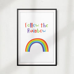 Follow The Rainbow Kids UNFRAMED Print Kids Bathroom Wall Art