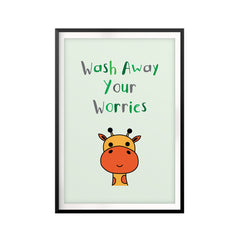 Wash Away Your Worries UNFRAMED Print Kids Bathroom Wall Art