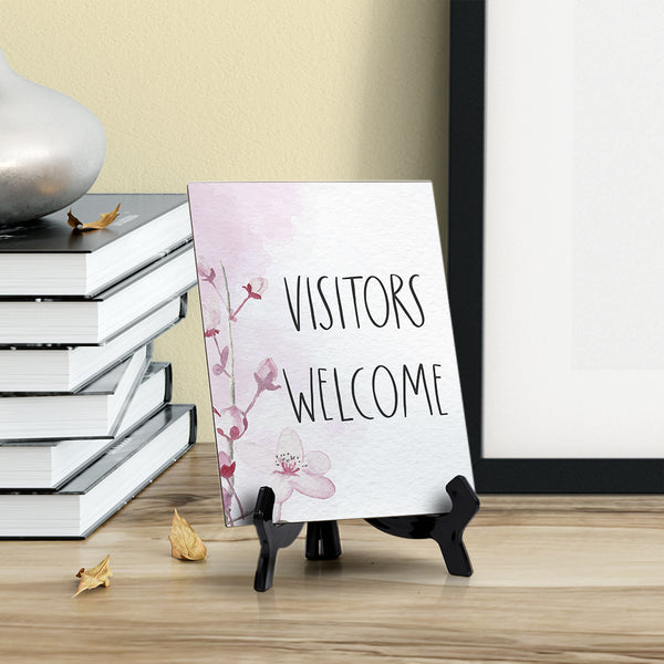 Designs ByLITA Visitors Welcome Table Or Counter Sign With Easel Stand, 6  X 8