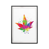 Psychedelic Marijuana Leaf UNFRAMED Print Stoner Wall Art