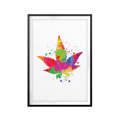 Psychedelic Marijuana Leaf UNFRAMED Print Stoner Wall Art