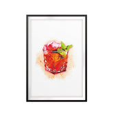 Negroni Watercolor UNFRAMED Print Drinking Wall Art