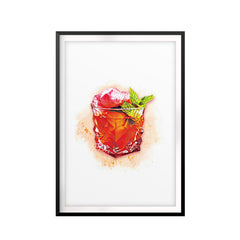 Negroni Watercolor UNFRAMED Print Drinking Wall Art