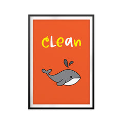Clean UNFRAMED Print Kids Bathroom Wall Art