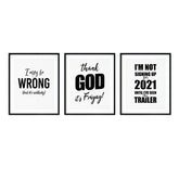 Funny Home Prints Wall Art UNFRAMED Print (3 Pack)