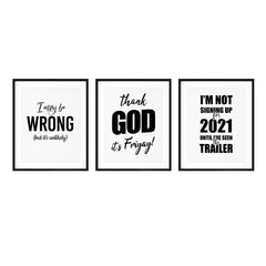 Funny Home Prints Wall Art UNFRAMED Print (3 Pack)
