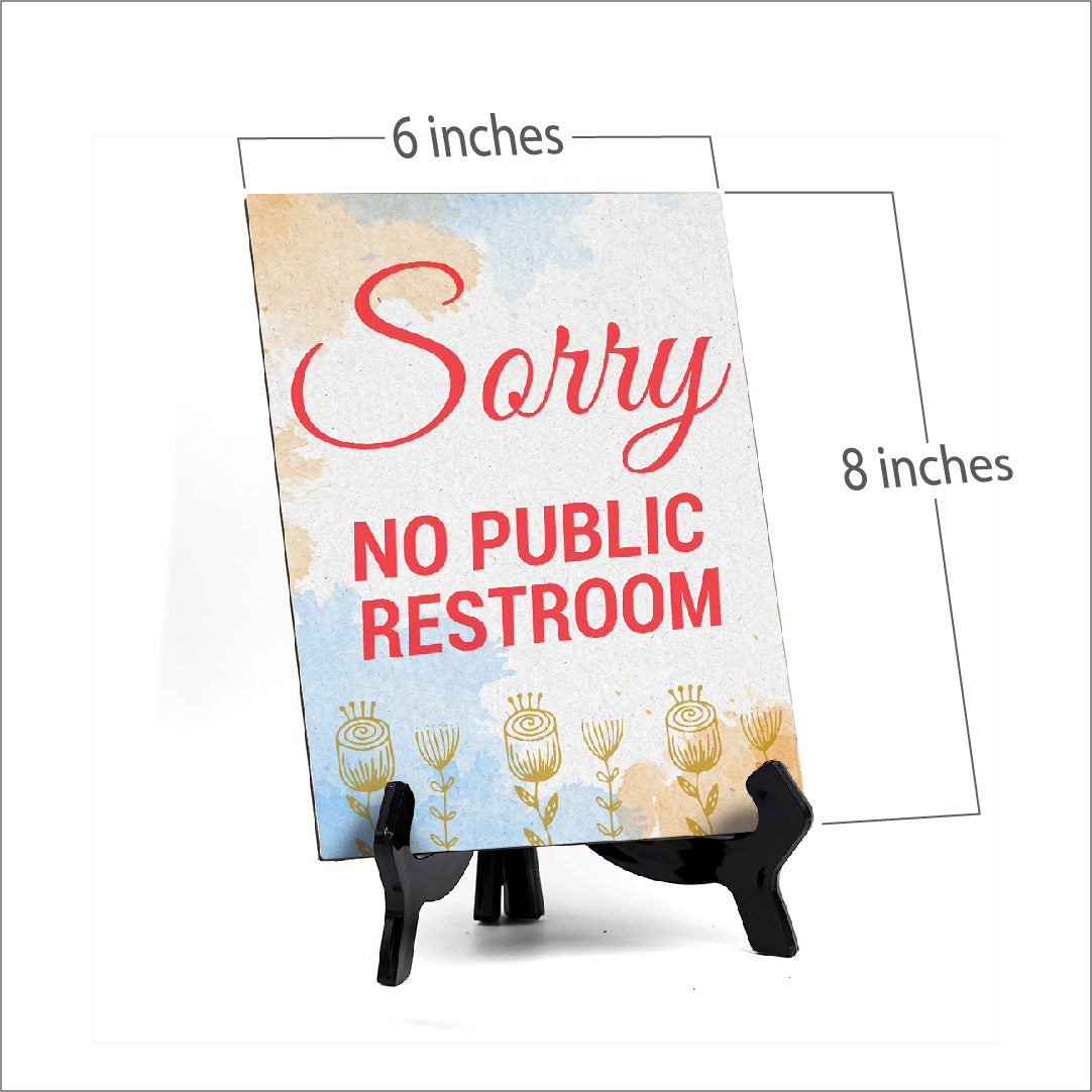 Signs ByLita Sorry No Public Restroom, Blue Watercolor Table Sign (6 x 8")