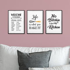 Kitchen Fun Welcome Wall Art UNFRAMED Print (3 Pack)