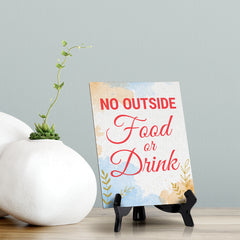 Signs ByLita No Outside Food Or Drink, Blue Watercolor Table Sign (6 x 8")