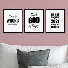 Funny Home Prints Wall Art UNFRAMED Print (3 Pack)
