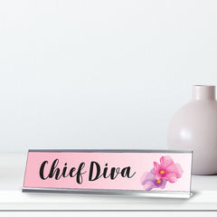 Chief Diva, Floral Designer Office Gift Desk Sign (2 x 8")