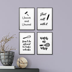 Kitchen Puns Wall Art UNFRAMED Print (4 Pack)