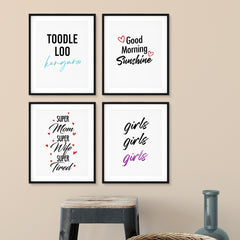 Cute Funny Wall Decor Wall Art UNFRAMED Print (4 Pack)
