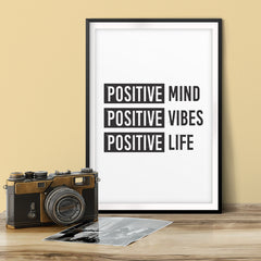 Positive Mind Positive Vibes Positive Life UNFRAMED Print Inspirational Wall Art