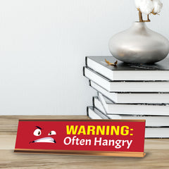 Warning: Often Hangry, Golden Frame Desk Sign (2x8)