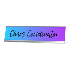 Chaos Coordinator, Blue and Purple Novelty Office Gift Desk Sign (2 x 8")