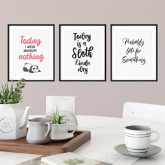 Lazy & Content Wall Art UNFRAMED Print (3 Pack)