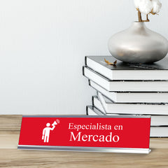 Especialista de Mercado, Red Silver Frame Desk Sign (2 x 8")