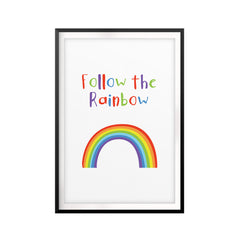 Follow The Rainbow Kids UNFRAMED Print Kids Bathroom Wall Art