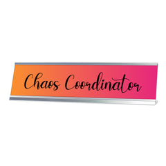 Chaos Coordinator, Orange and Purple Novelty Office Gift Desk Sign (2 x 8")
