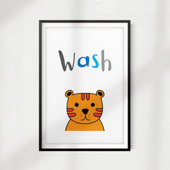Wash UNFRAMED Print Kids Bathroom Wall Art