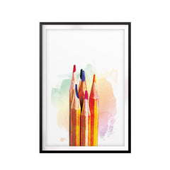 Colored Pencils Watercolor UNFRAMED Print Water Color Wall Art