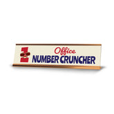 Office Number Cruncher, Gold Frame Desk Sign (2x8)
