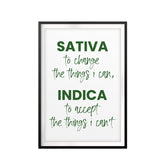 Sativa To Change The Things I Can, Indica To Accept The Things I Can't UNFRAMED Print Stoner Wall Art